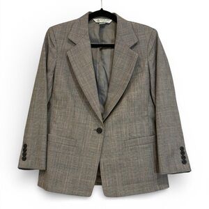Austin Reed Petite Wool Gray Plaid Blazer for Women, Single-Breasted Size 6